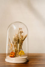 SUNRISE ON THE MOUNTAINS DRIED FLORAL CLOCHE
