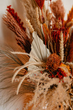 PUMPKIN SPICED SKIES DRIED FLORAL WITH CLAY VASE